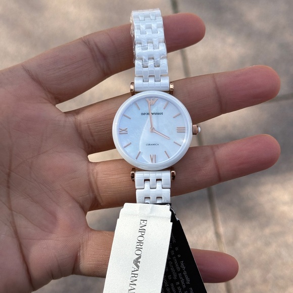 Emporio Armani White Ceramic Watch with Rose Gold Accents main image 8